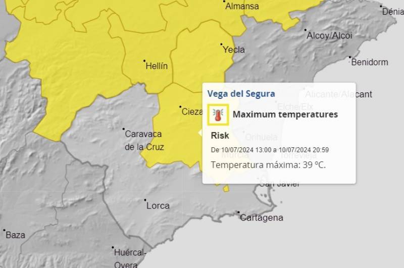 Intense July heat brings 43 degrees to Murcia this week: Forecast July 8-14