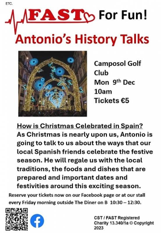 December 9 FAST Presents a talk on Christmas in Spain at Camposol Golf Club