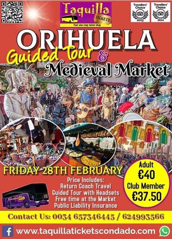 February 28 Guided tour of Orihuela Medieval Market with Taquilla Tickets