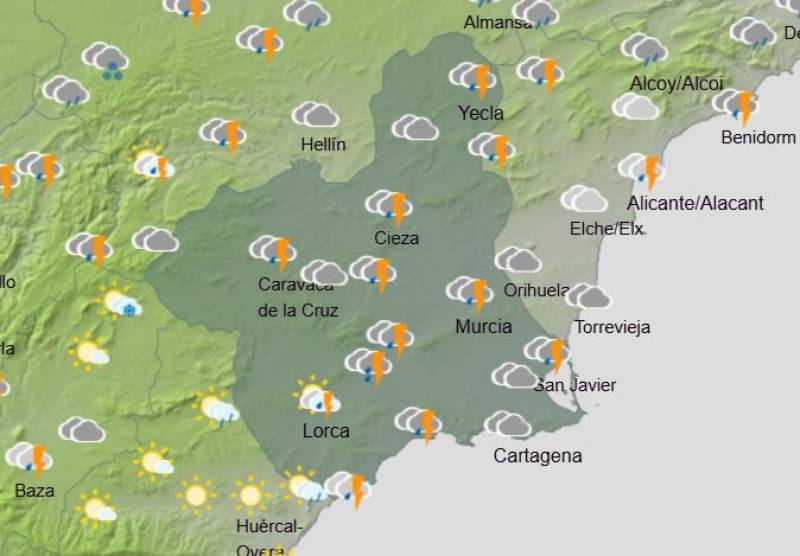 A cold snap comes with the rain this weekend: Murcia weather forecast March 13-16