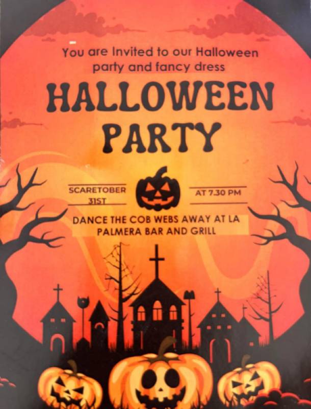 October 31 Halloween fancy dress party at La Palmera Bar & Grill