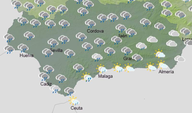 Andalucía weekend weather forecast January 29-February 1: Wet and windy with orange wind alerts