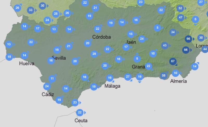 No let-up from the storm as orange wind alerts hit eastern Andalucía