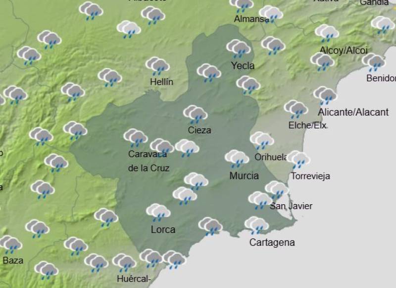 Rain, rain, rain: Murcia weekly weather forecast February 2-5