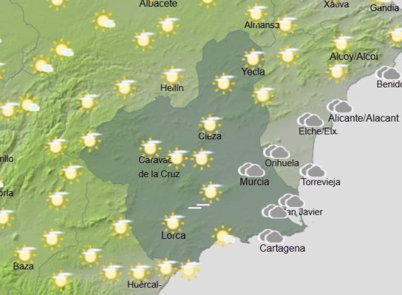 Cloudy skies and cooler days in store for Murcia this weekend: Weather forecast February 26-March 1