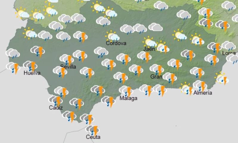 Andalucía weekly weather forecast March 2-5: Wet, windy spells with dust and some sunshine