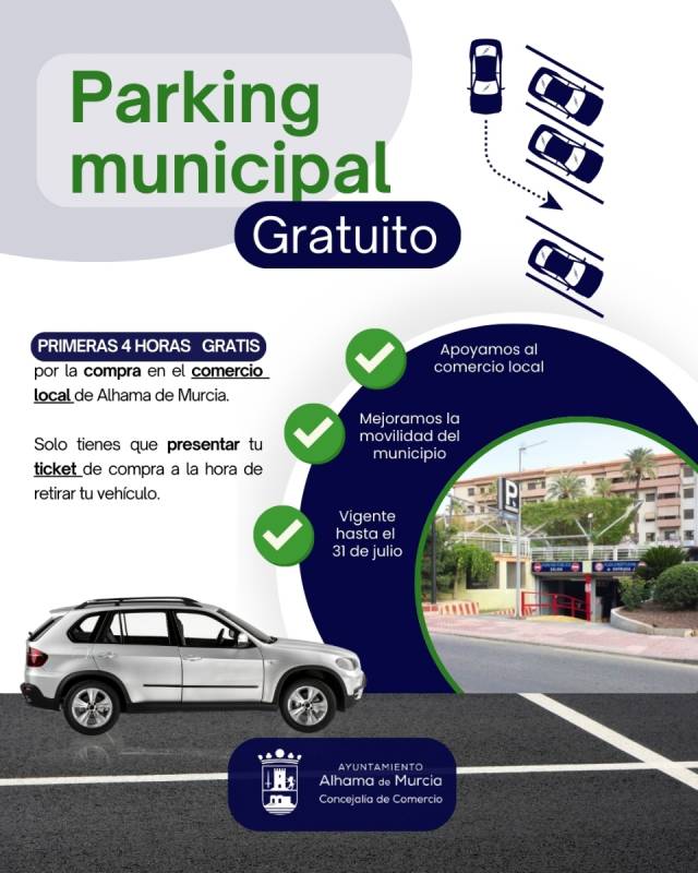 Park for free while you shop in Alhama de Murcia