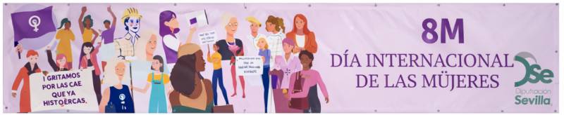 International Women's Day banner stolen from Seville Provincial Council building