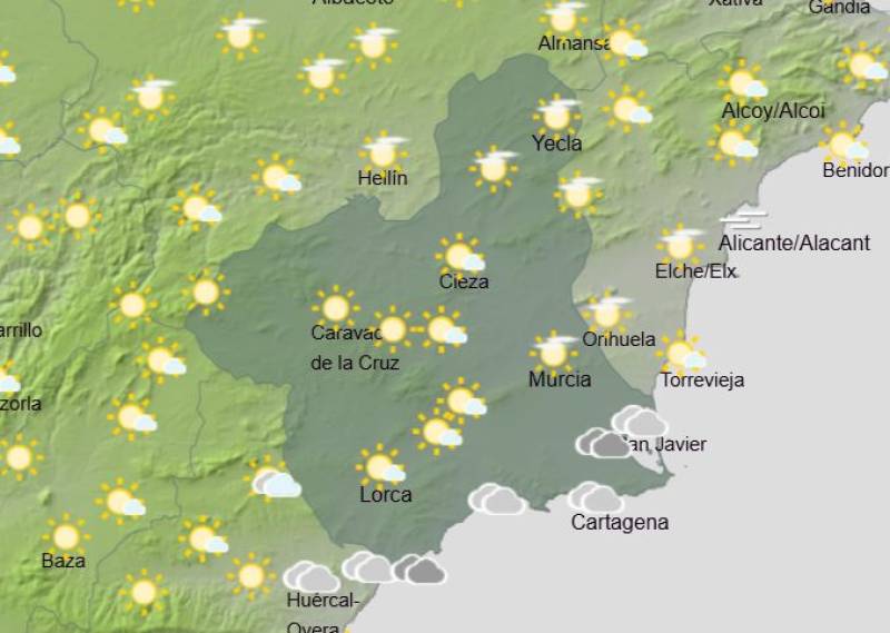 Rain on Saturday, but much drier overall: Murcia weekend weather forecast March 12-15